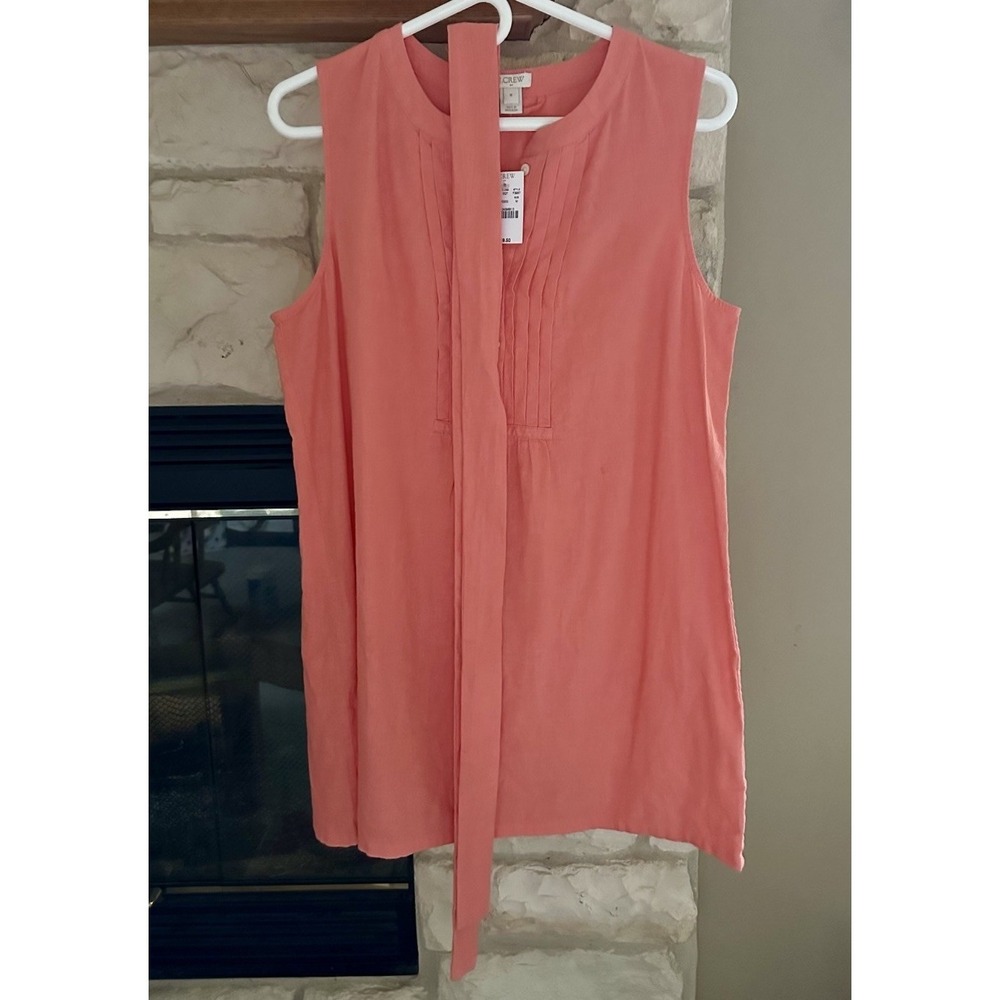 J CREW Tunic Shirtdress Linen Blend Solid Melon  Shirt Dress W/ Tie Belt NWT M